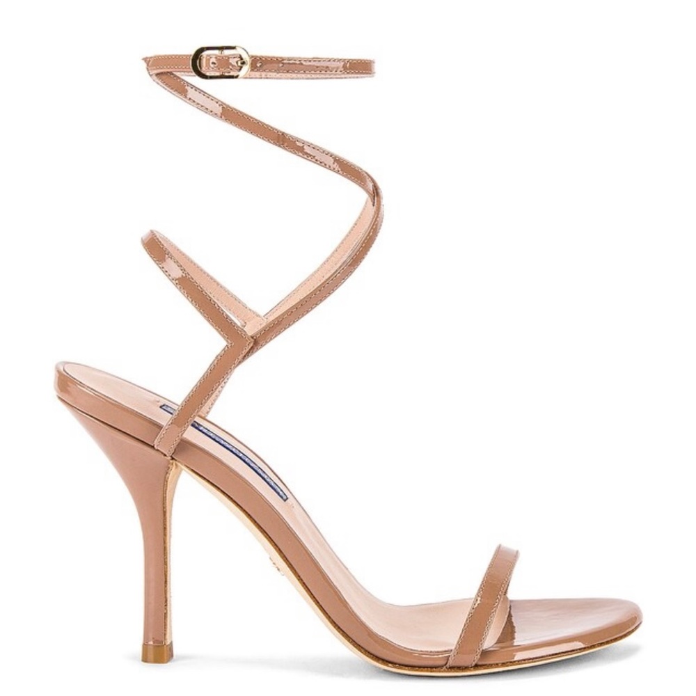 Stuart Weitzman Nude Patent Leather Strappy Sandals